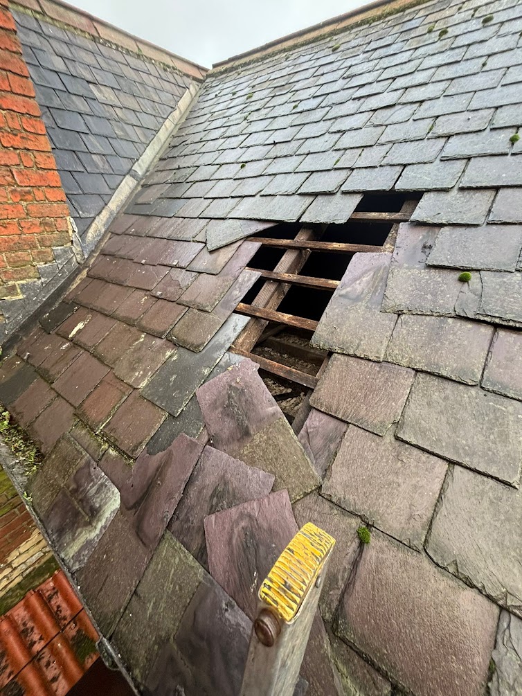 Photo of the Church Roof in need of repair.