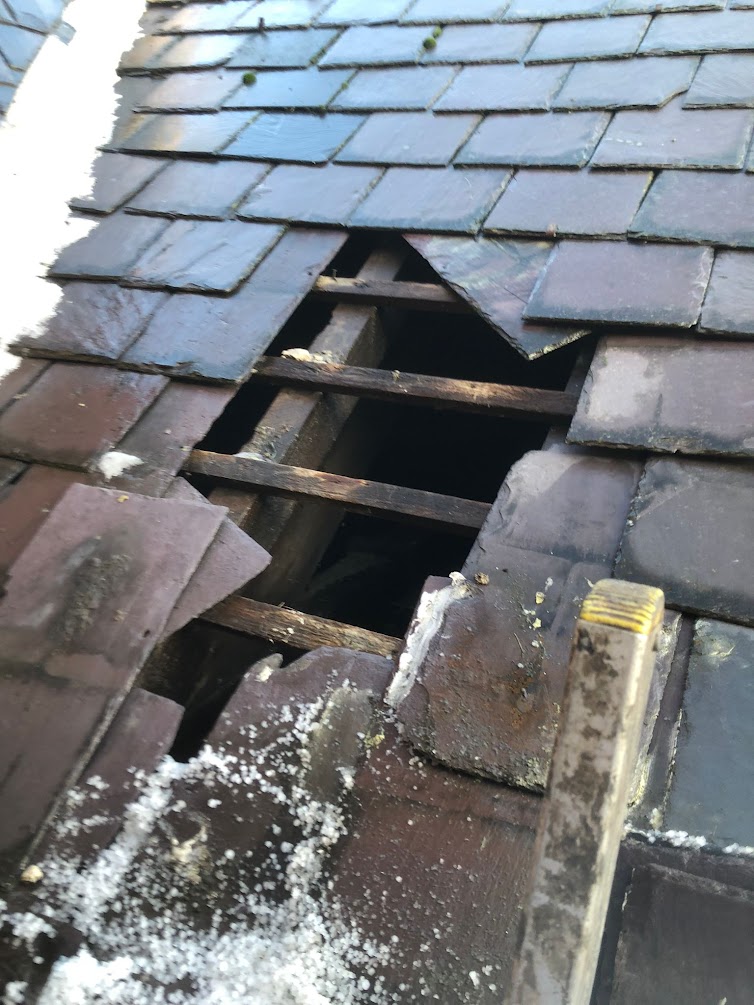 Photo of the Church Roof in need of repair.